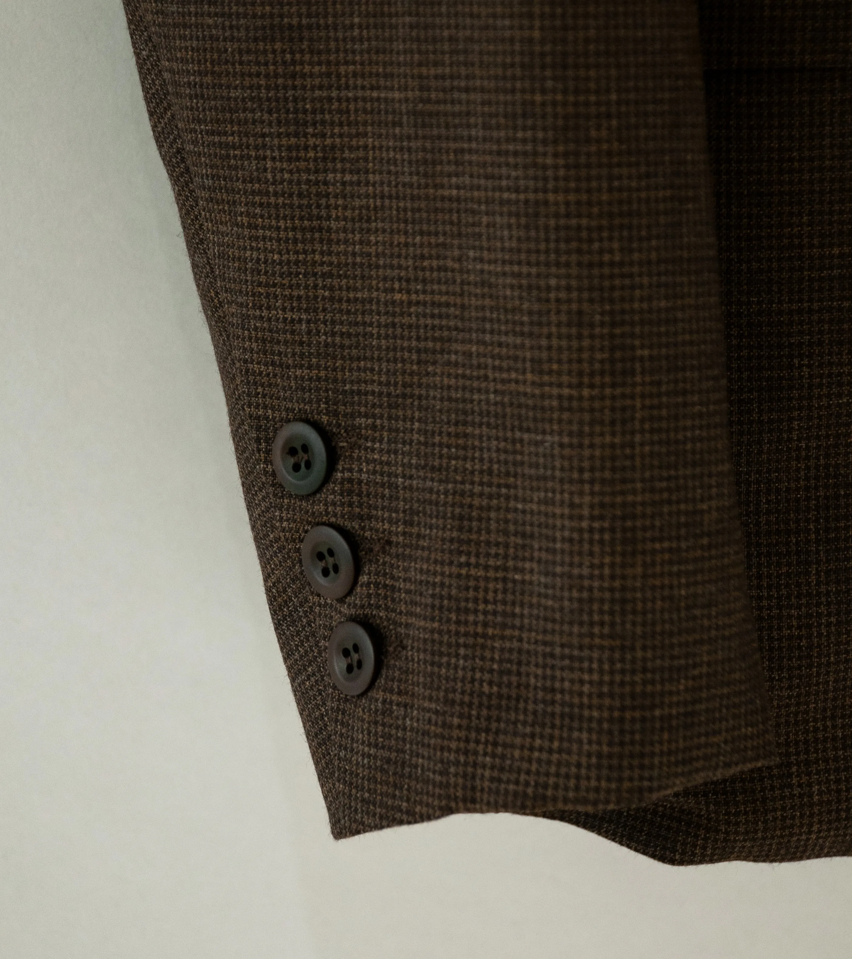 Evan Kinori 'Three Button Jacket' (Brown Fox Worsted Wool Puppytooth)