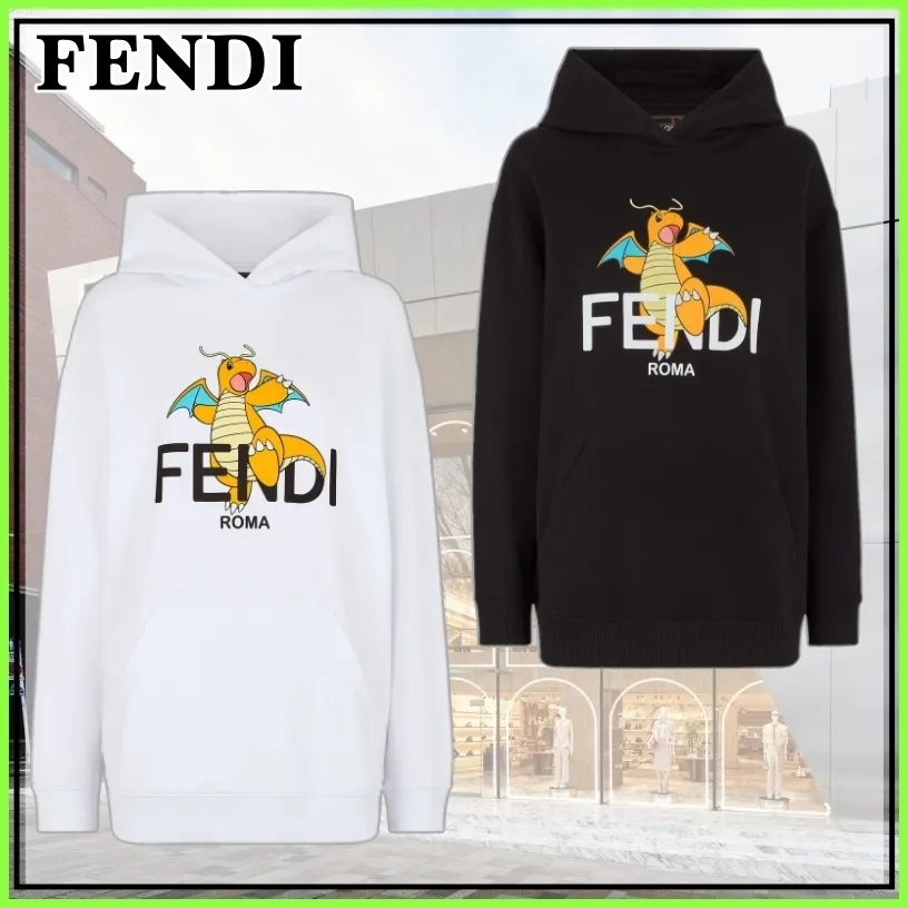 FENDI  |Monogram Street Style Long Sleeves Cotton Oversized Logo