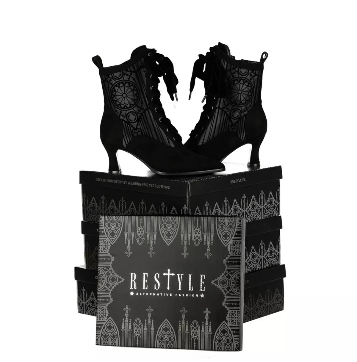 Goth Sanatorium Boots Lace Ankle Boots