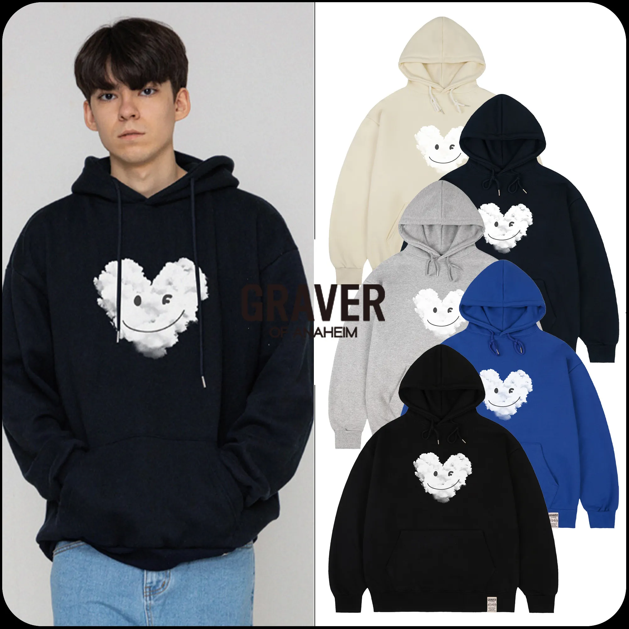 GRAVER  |[GRAVER]★BIG CLOUD HEART SMILE HOODIE