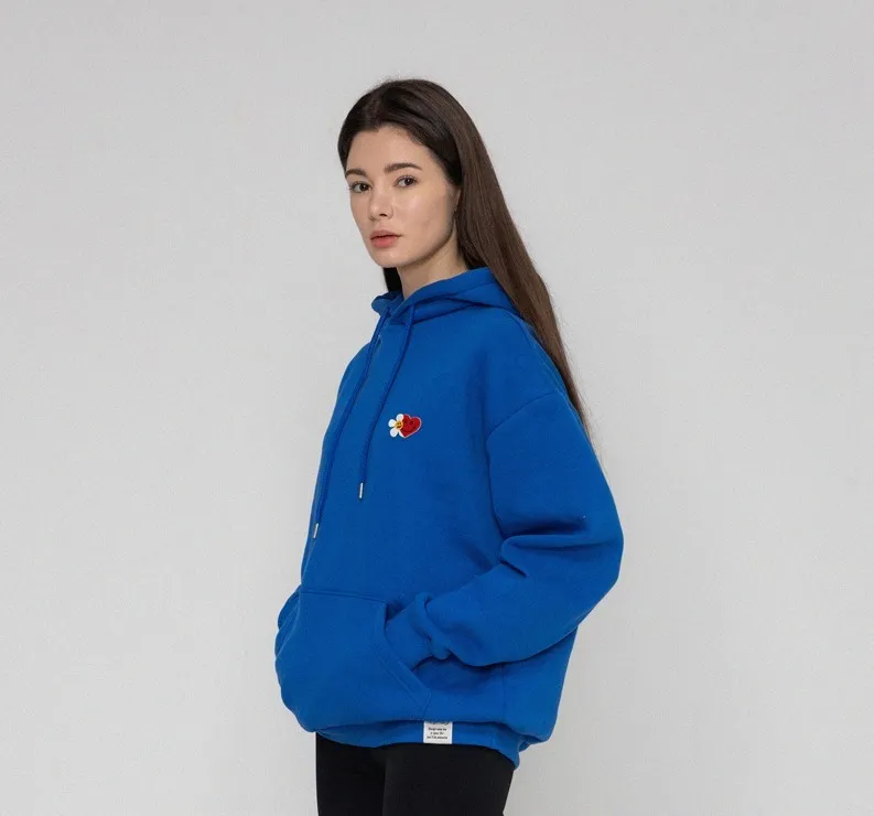 GRAVER  |[GRAVER]★FLOWER HEART HALF SMILE EMBROIDERY HOODIE