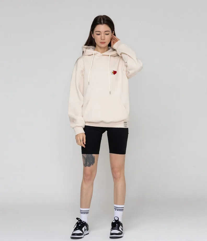 GRAVER  |[GRAVER]★FLOWER HEART HALF SMILE EMBROIDERY HOODIE