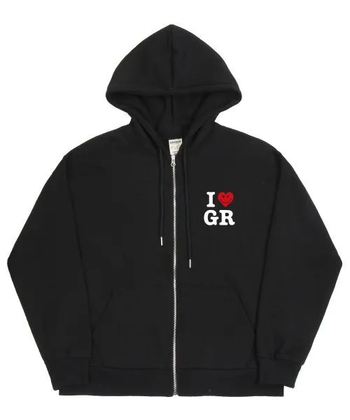 GRAVER  |[GRAVER]★SMALL I HEART SMILE GR HOODED ZIP UP