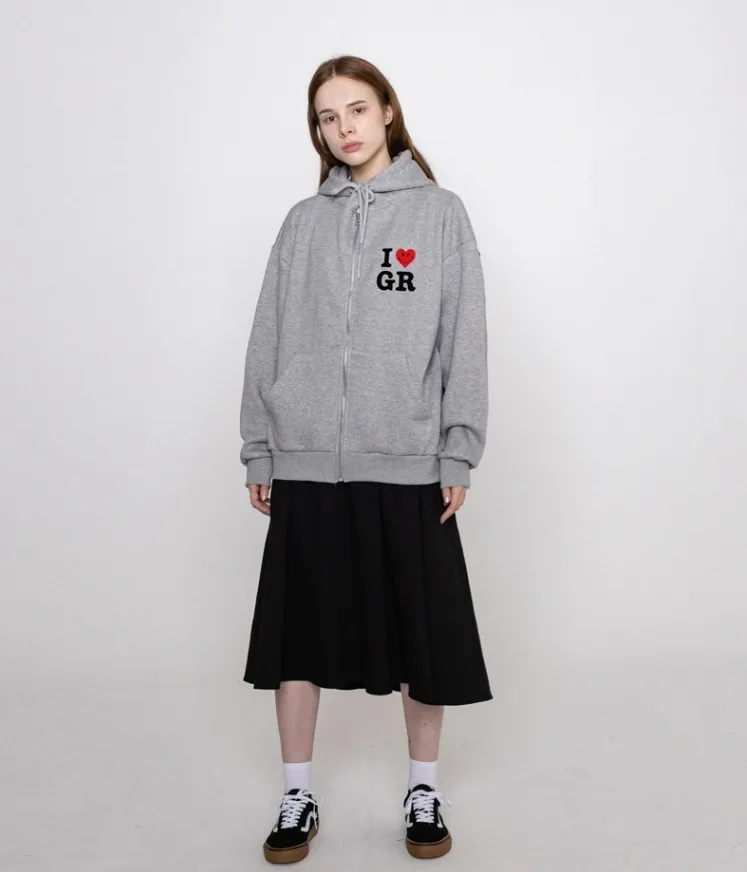 GRAVER  |[GRAVER]★SMALL I HEART SMILE GR HOODED ZIP UP