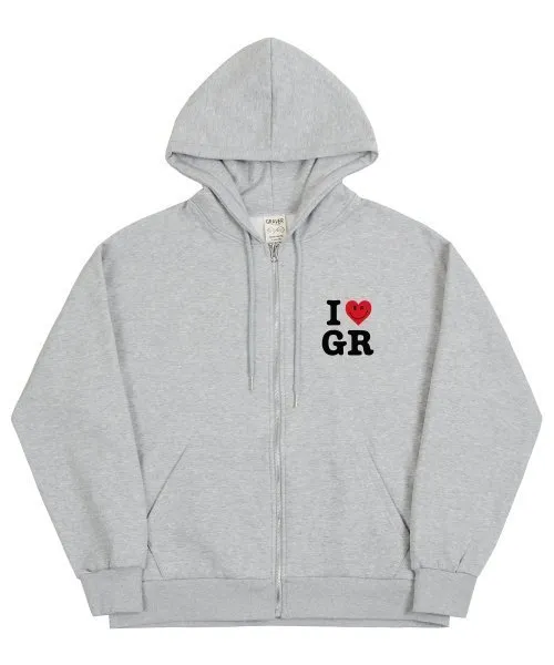 GRAVER  |[GRAVER]★SMALL I HEART SMILE GR HOODED ZIP UP