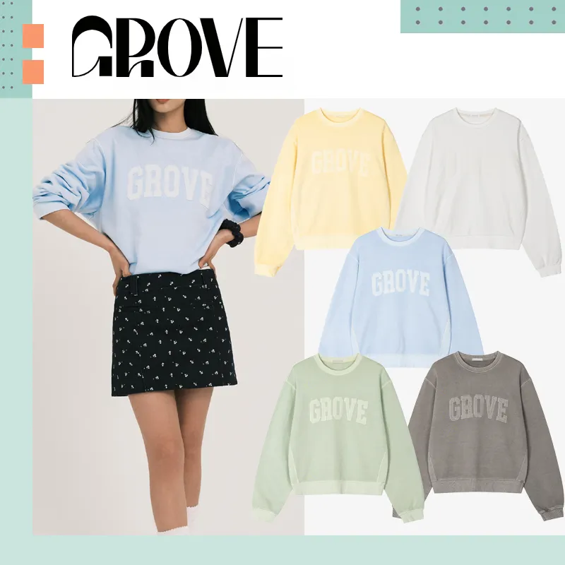 GROVE  |Street Style Long Sleeves Plain Cotton Logo