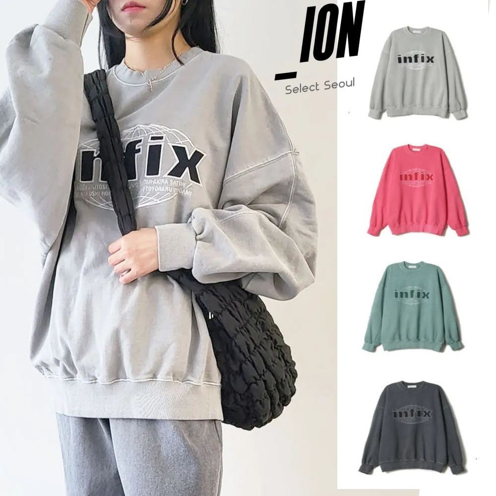 IONSEOUL  |Unisex Street Style Long Sleeves Cotton Oversized Logo