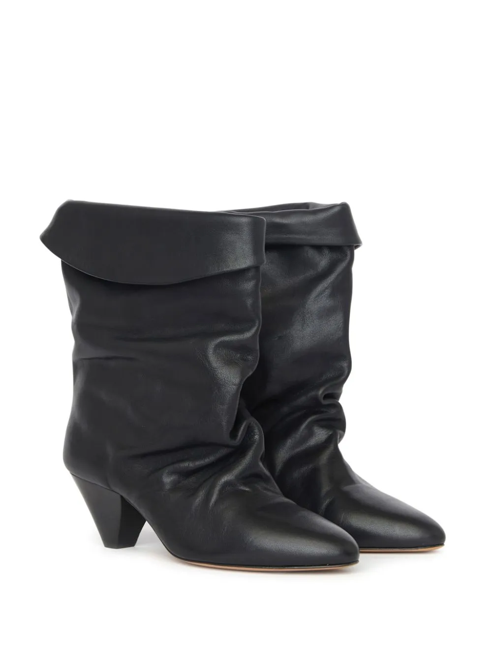 ISABEL MARANT Sleek Black Leather Pointed Ankle Boots