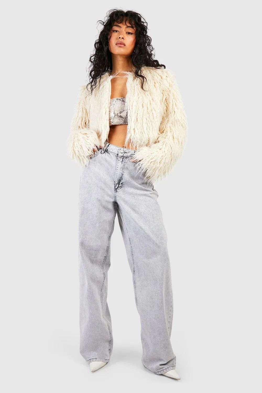 Jackets & Coats | Faux Fur Cropped Jacket | boohoo