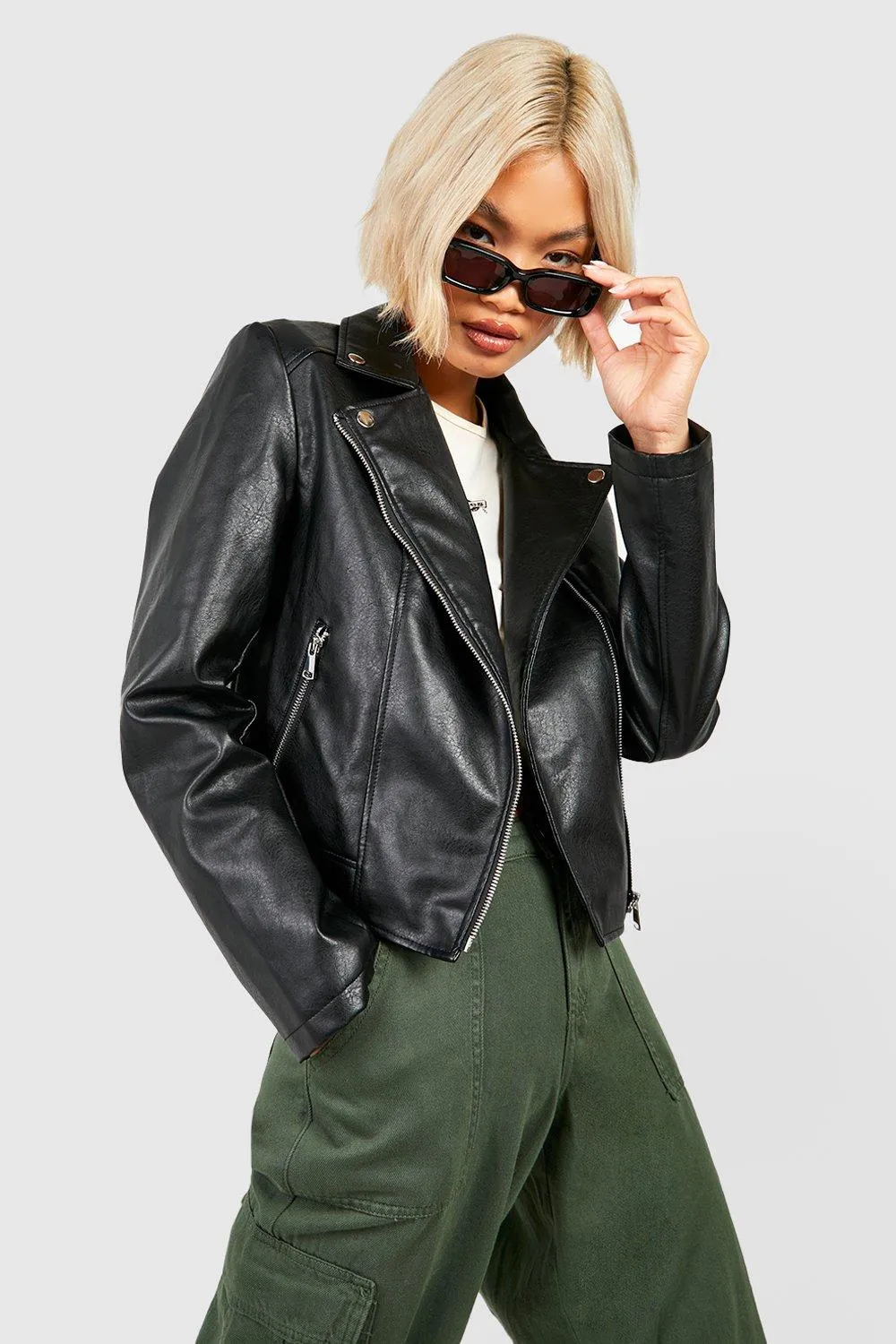 Jackets & Coats | Faux Leather Biker Jacket | boohoo