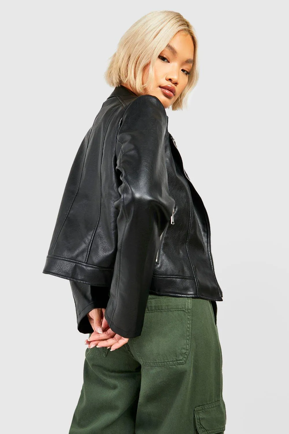 Jackets & Coats | Faux Leather Biker Jacket | boohoo