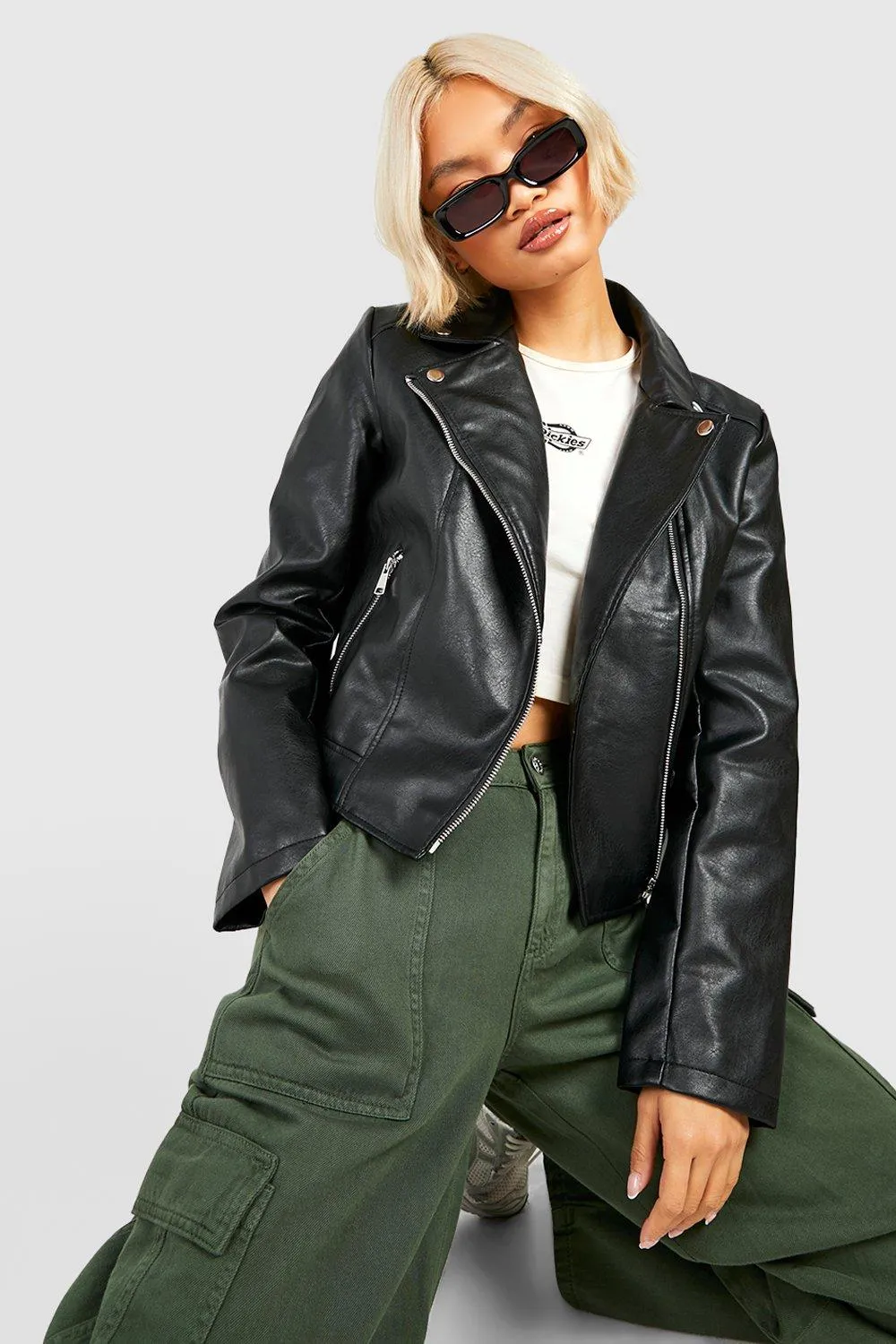 Jackets & Coats | Faux Leather Biker Jacket | boohoo