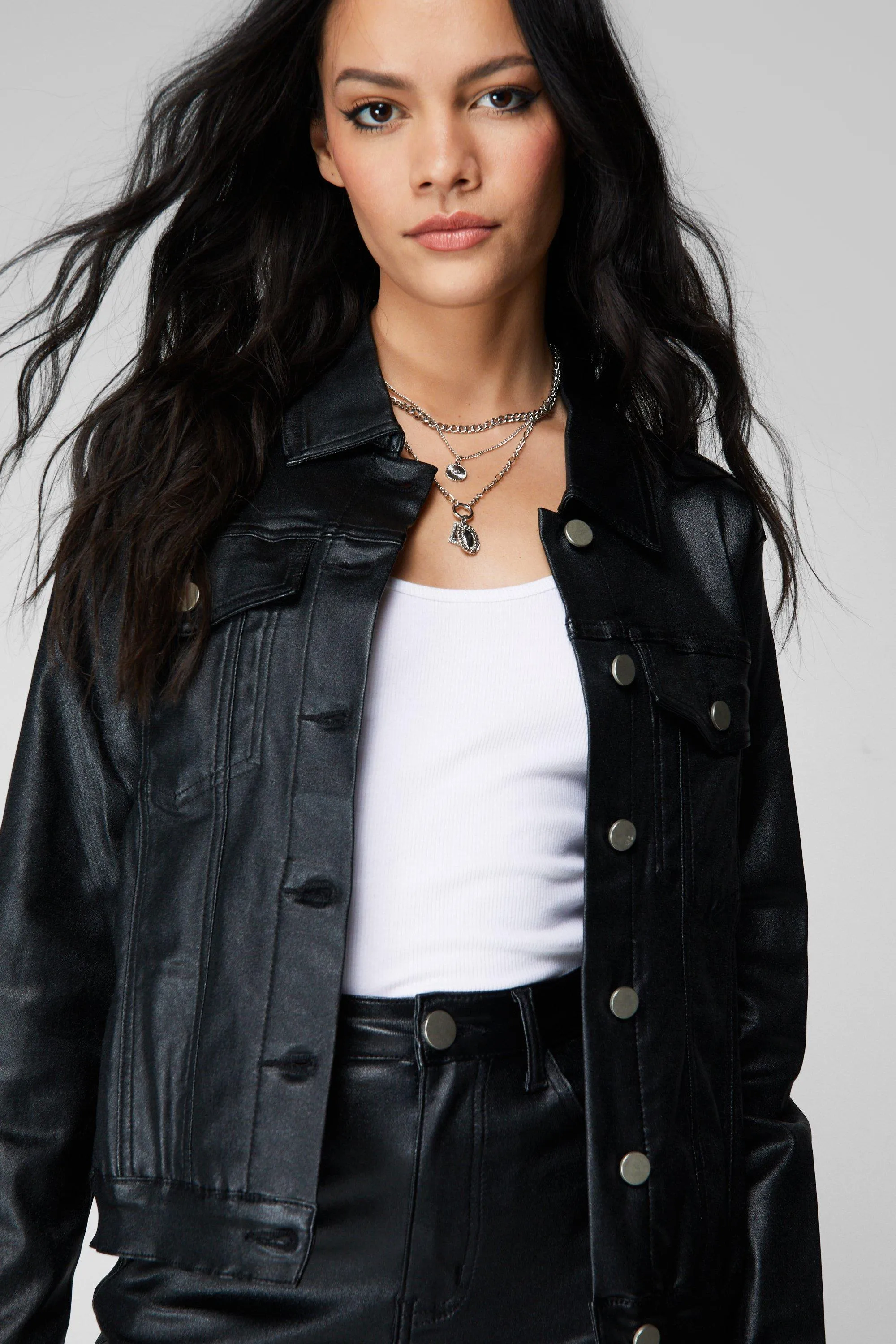 Jackets & Coats | Metallic Coated Denim Jacket | NastyGal