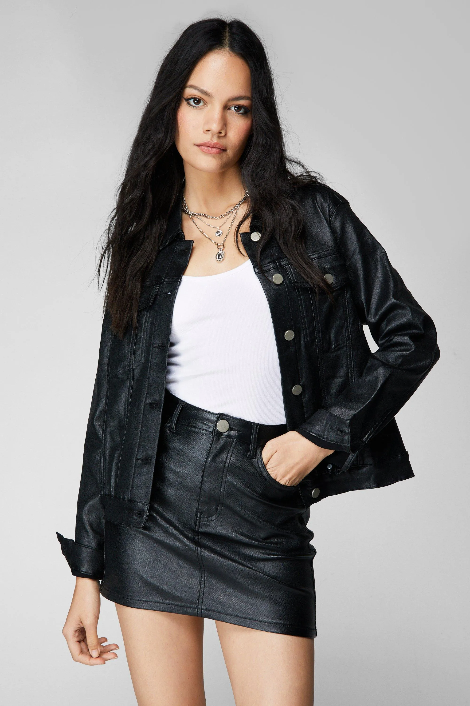 Jackets & Coats | Metallic Coated Denim Jacket | NastyGal