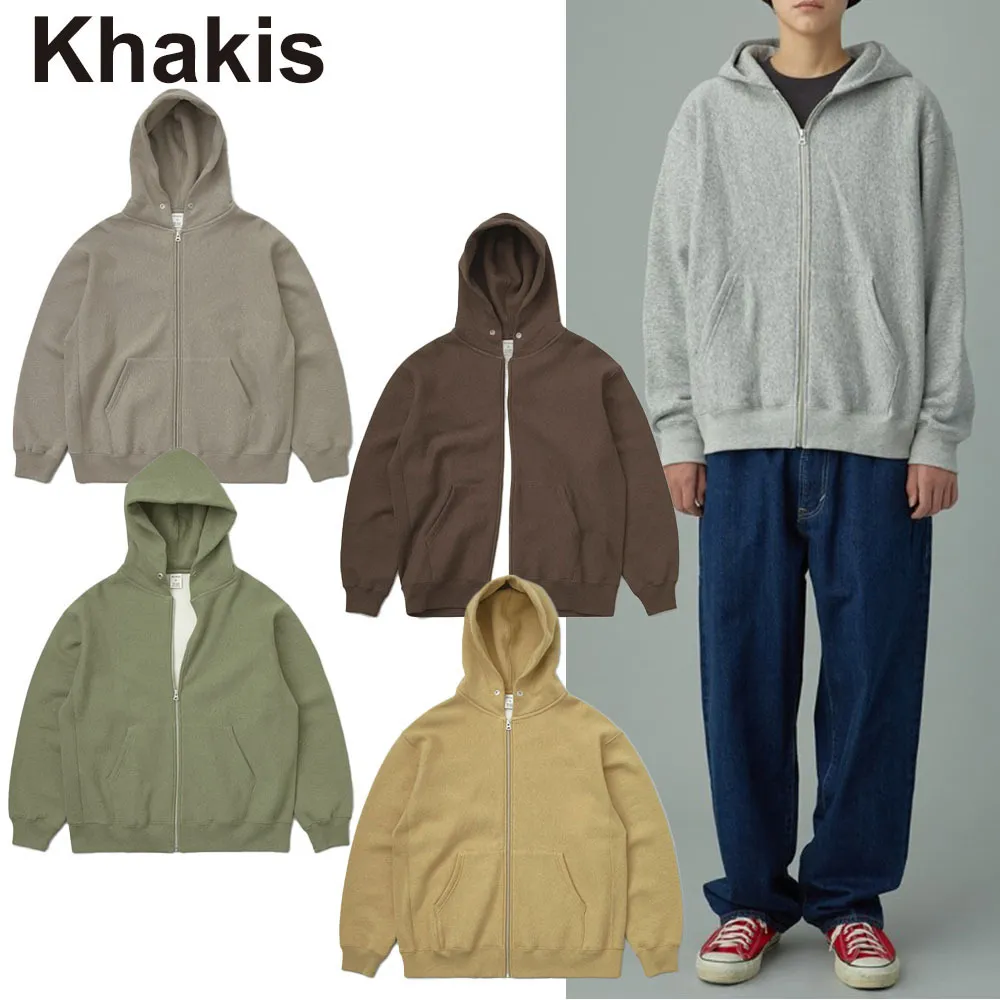 Khakis  |Unisex Street Style Long Sleeves Plain Cotton Logo Hoodies