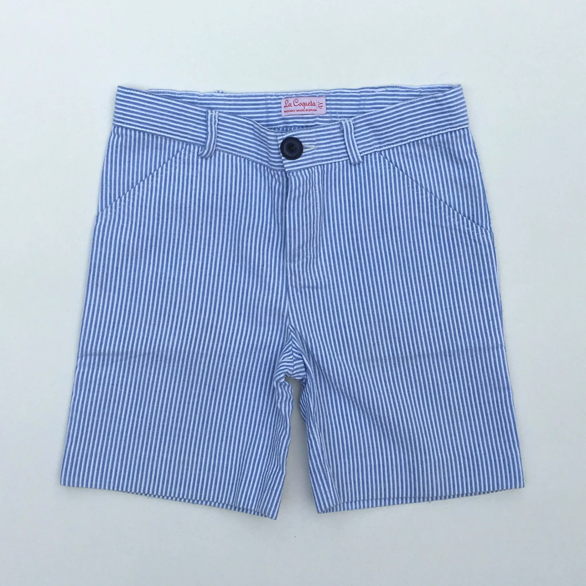 La Coqueta Blue And White Seersucker Shorts: 4 Years