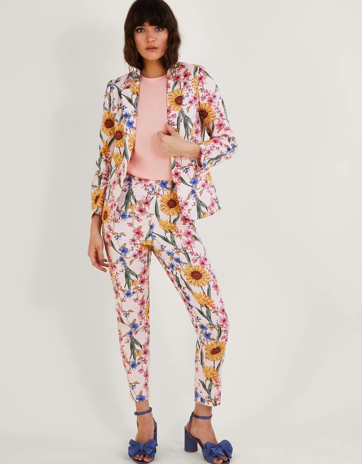 Leilah Sunflower Print Jacket with Sustainable Cotton Pink