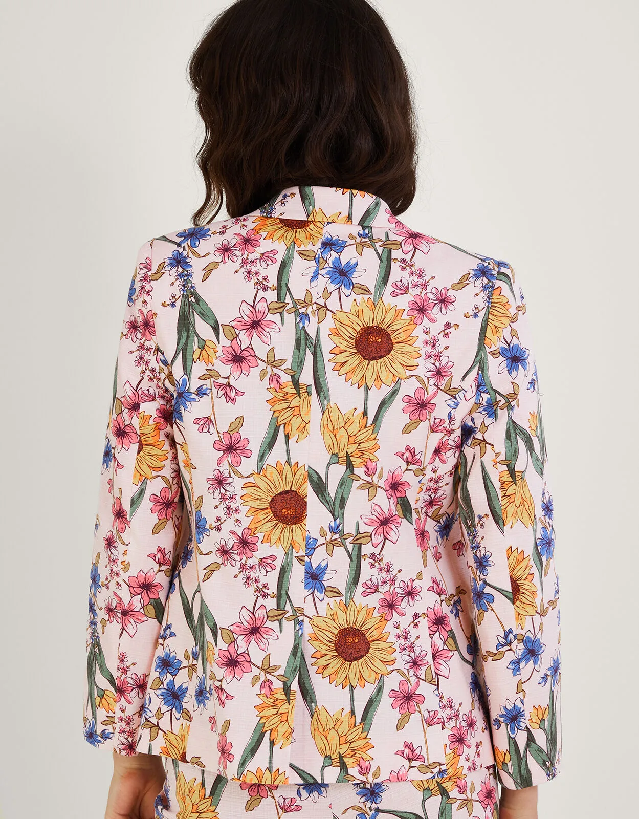 Leilah Sunflower Print Jacket with Sustainable Cotton Pink