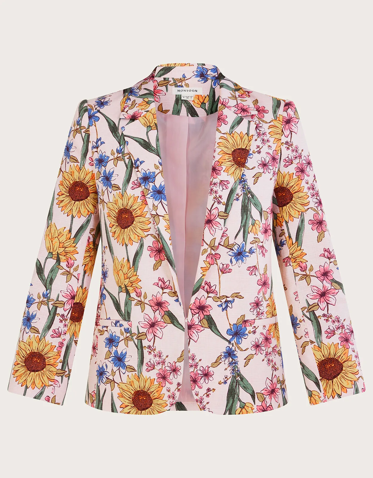 Leilah Sunflower Print Jacket with Sustainable Cotton Pink