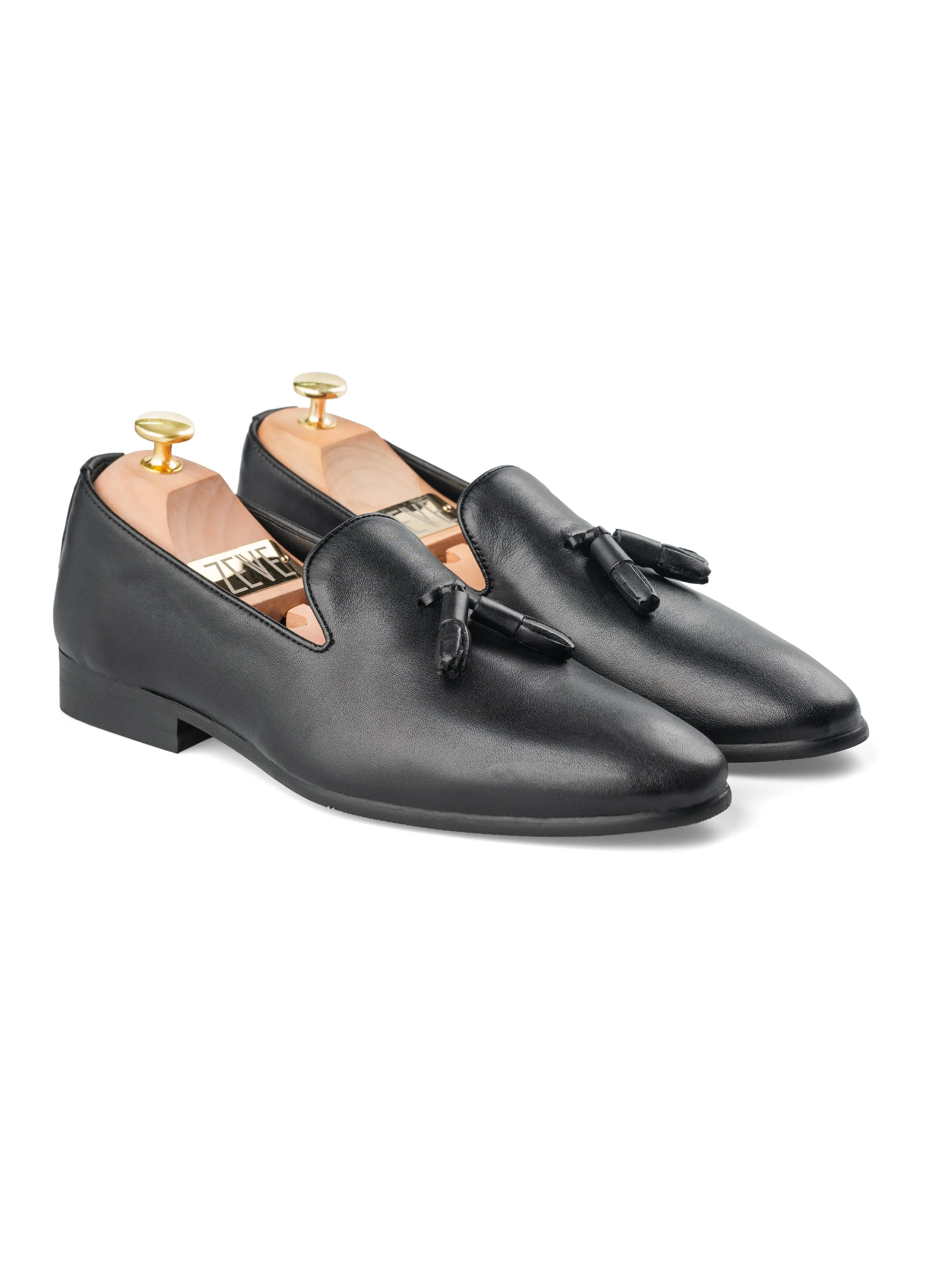 Loafer Slipper - Solid Black Leather