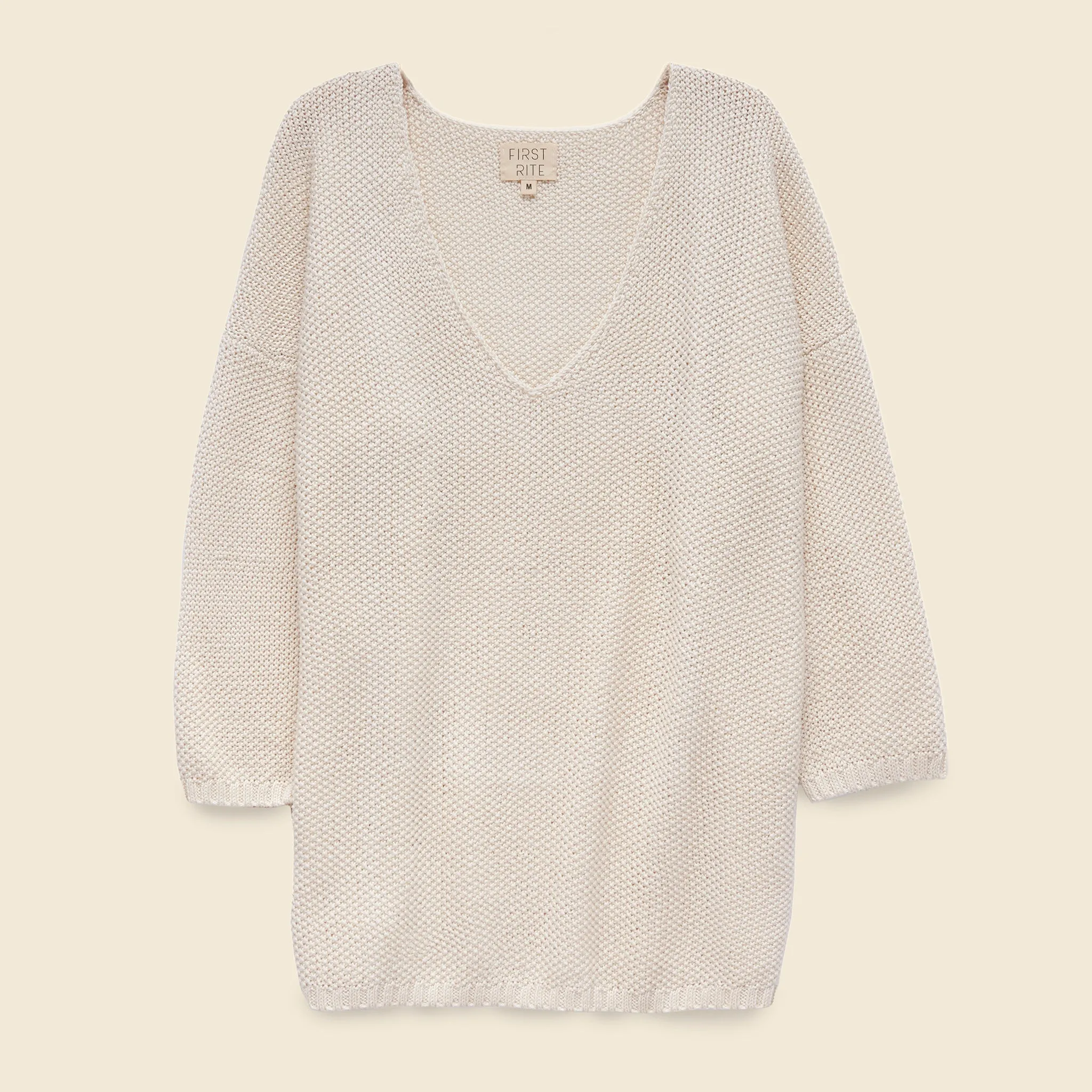 Low V-Neck Sweater - Natural