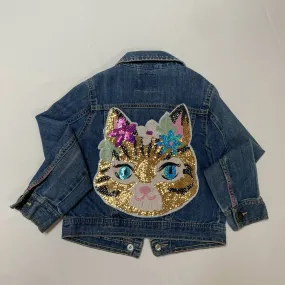 Maggie Devos - Jean jacket - Sequined cat - Size 5/6 kid