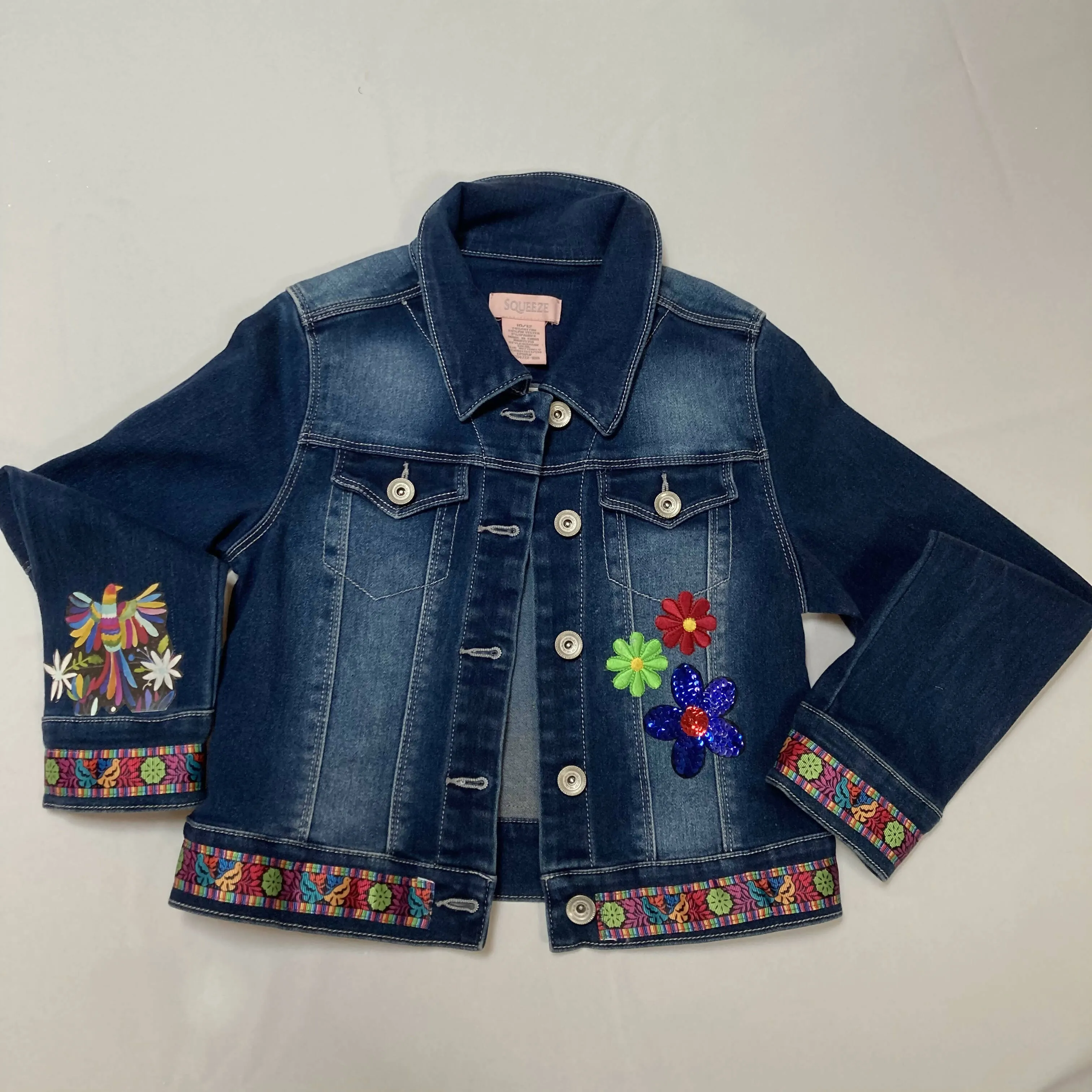 Maggie Devos - Jean jacket - Sequined cat - Size 5/6 kid