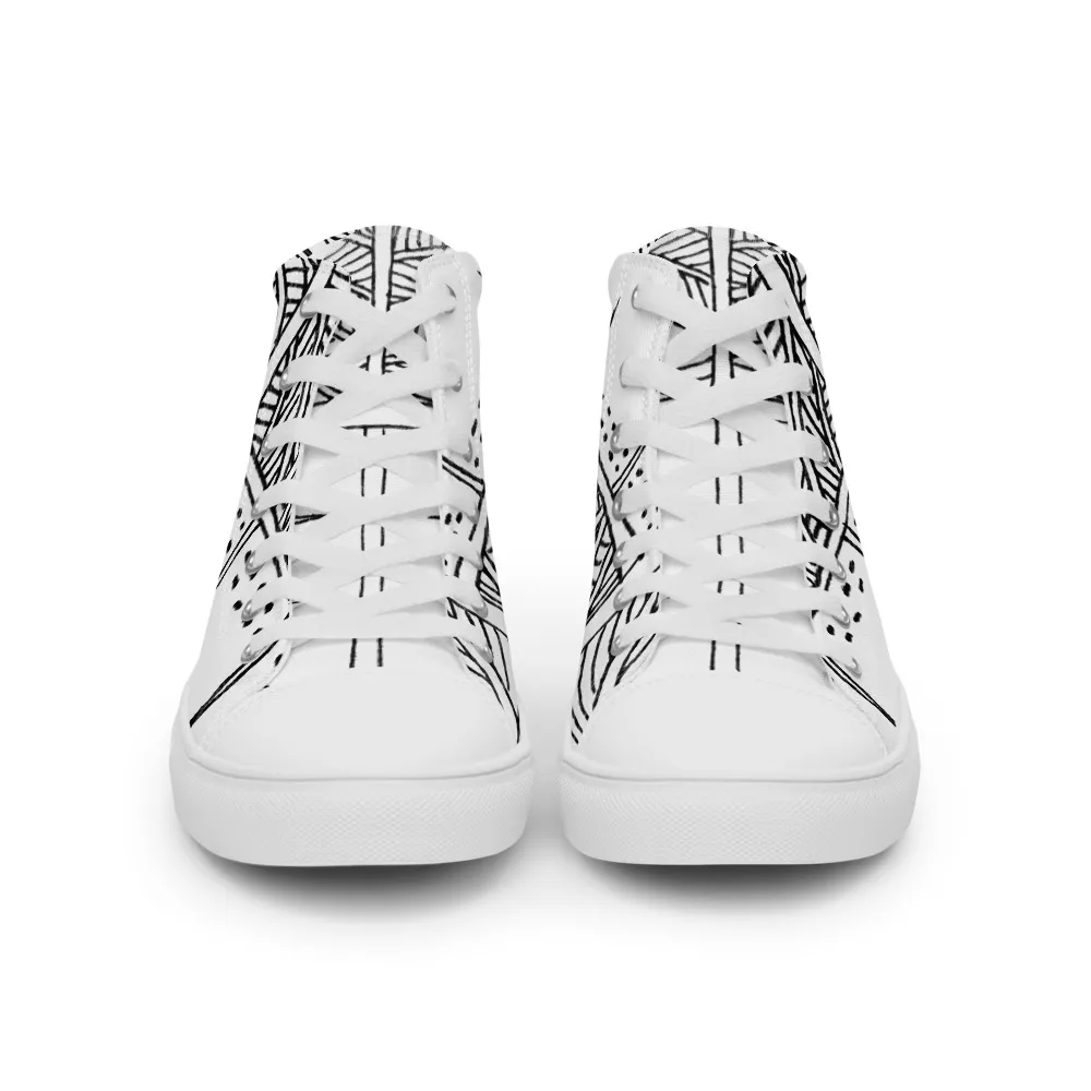 Men’s high top canvas shoes – Marlin Fish Story White