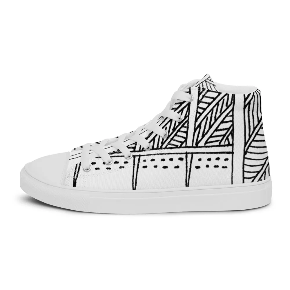 Men’s high top canvas shoes – Marlin Fish Story White