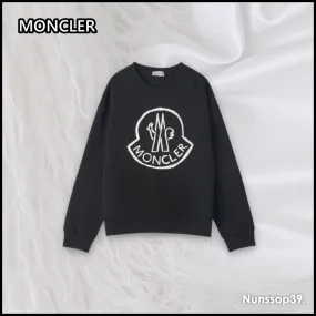 MONCLER  |Crew Neck Street Style Long Sleeves Plain Cotton Logo