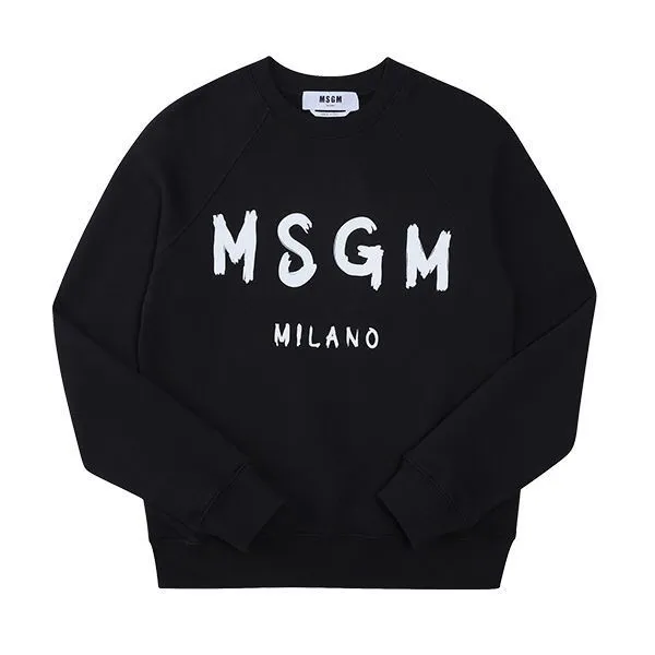 MSGM  |Crew Neck Street Style Long Sleeves Plain Cotton Logo