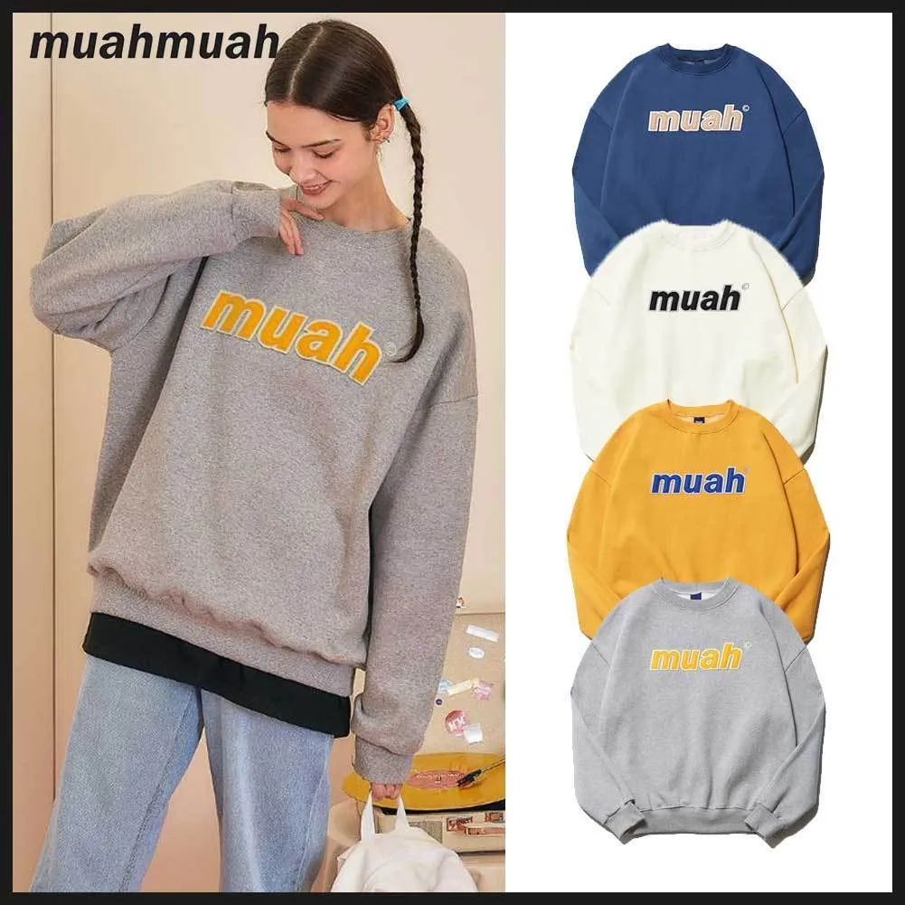 muahmuah  |Street Style Long Sleeves Plain Cotton Logo