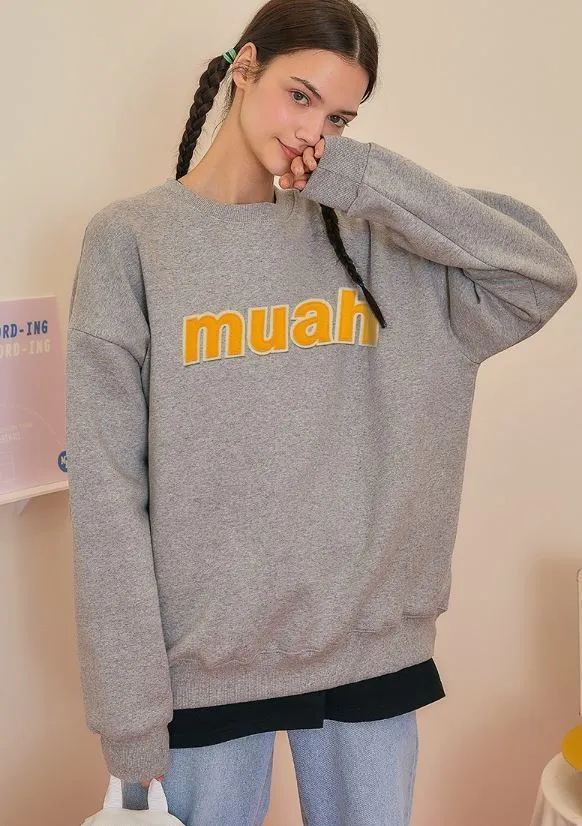 muahmuah  |Street Style Long Sleeves Plain Cotton Logo