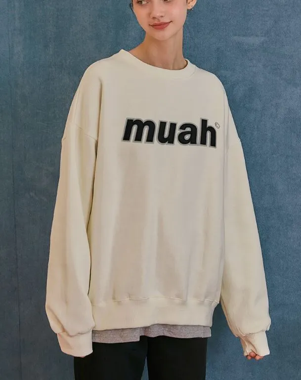 muahmuah  |Street Style Long Sleeves Plain Cotton Logo