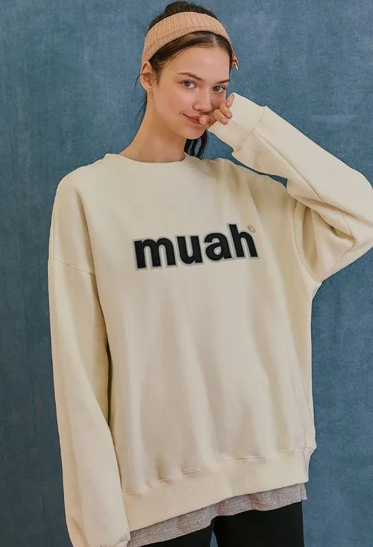 muahmuah  |Street Style Long Sleeves Plain Cotton Logo