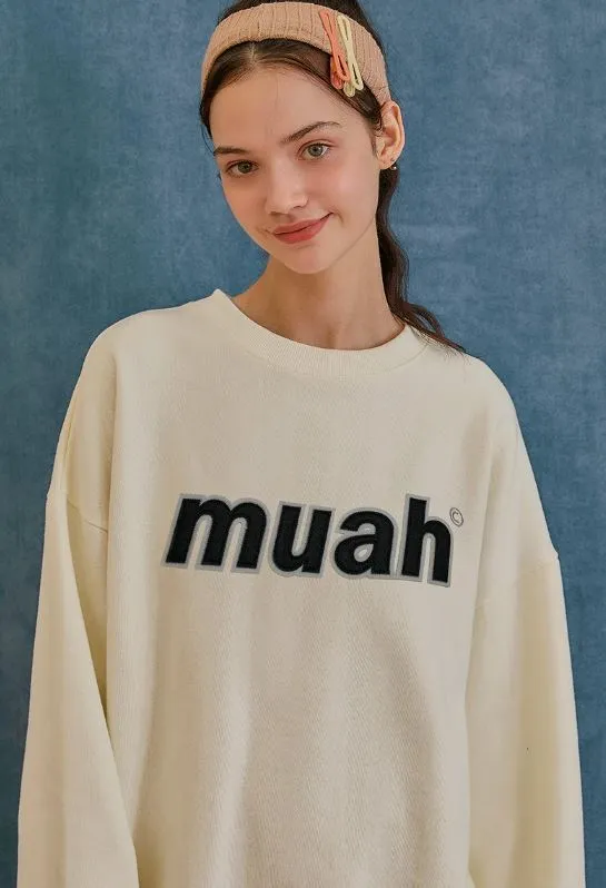 muahmuah  |Street Style Long Sleeves Plain Cotton Logo