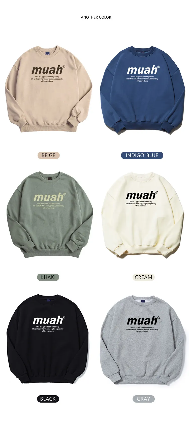 muahmuah  |Street Style Long Sleeves Plain Cotton Oversized Logo