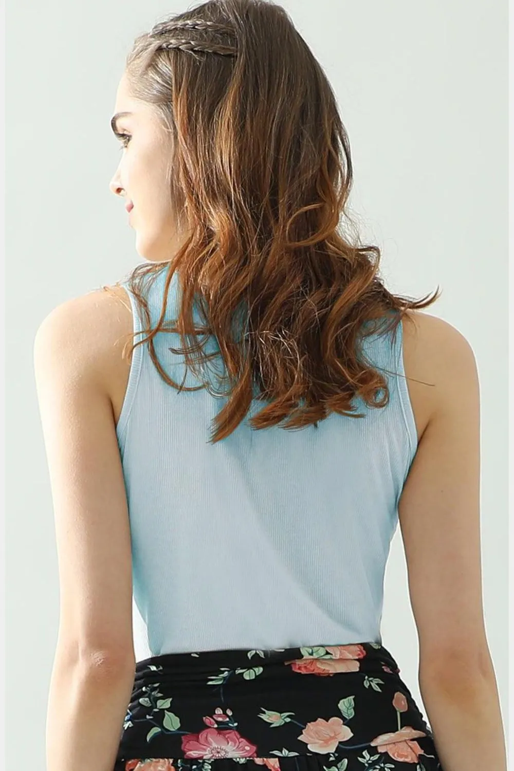 Ninexis Notched Rib Knit Tank Top