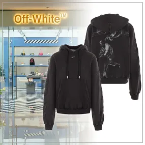 Off-White  |Street Style Long Sleeves Plain Logo Hoodies