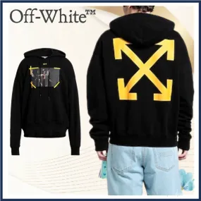 Off-White  |Sweat Street Style Long Sleeves Plain Logo Hoodies