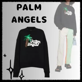 Palm Angels  |Unisex Street Style Long Sleeves Plain Cotton Logo