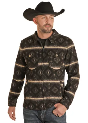 Panhandle Slim Mens Powder River Aztec Print Berber Charcoal Jacket