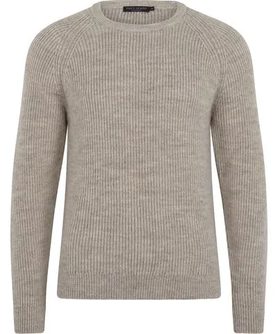 Paul James Knitwear Neutrals Mens Sheepsoft British Wool Byron Fisherman Rib Knit Jumper