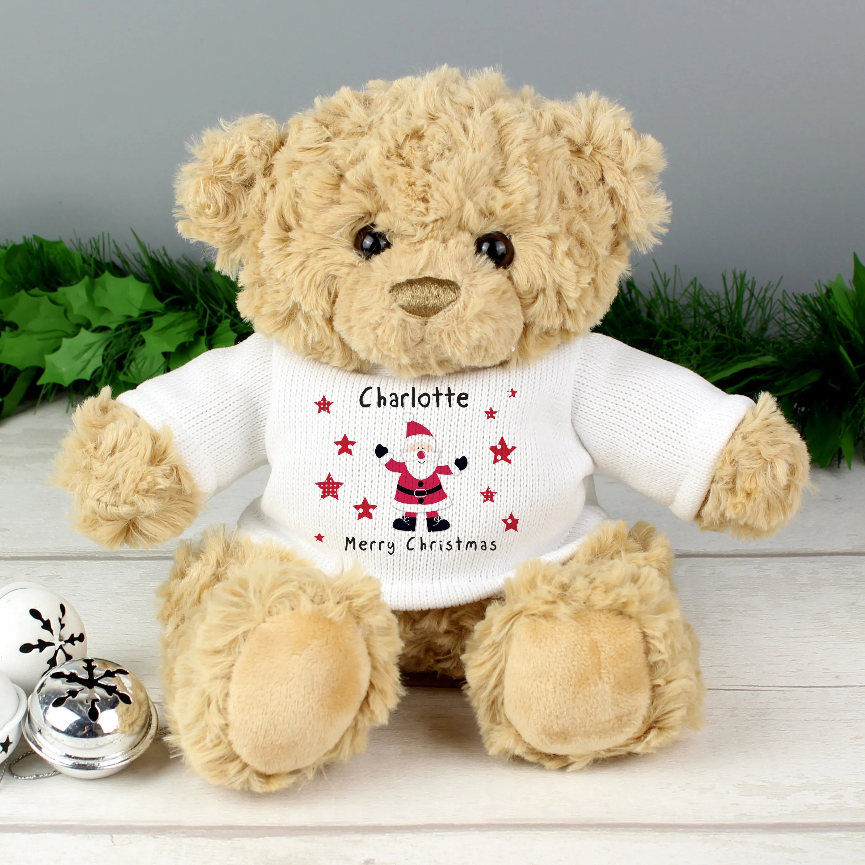 Personalised Spotty Santa Teddy Bear