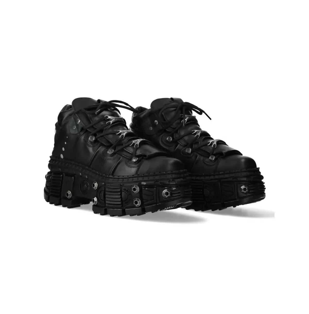 Punk Lace-Up Platform Boots | Black Leather, Chunky Rubber Sole Boots