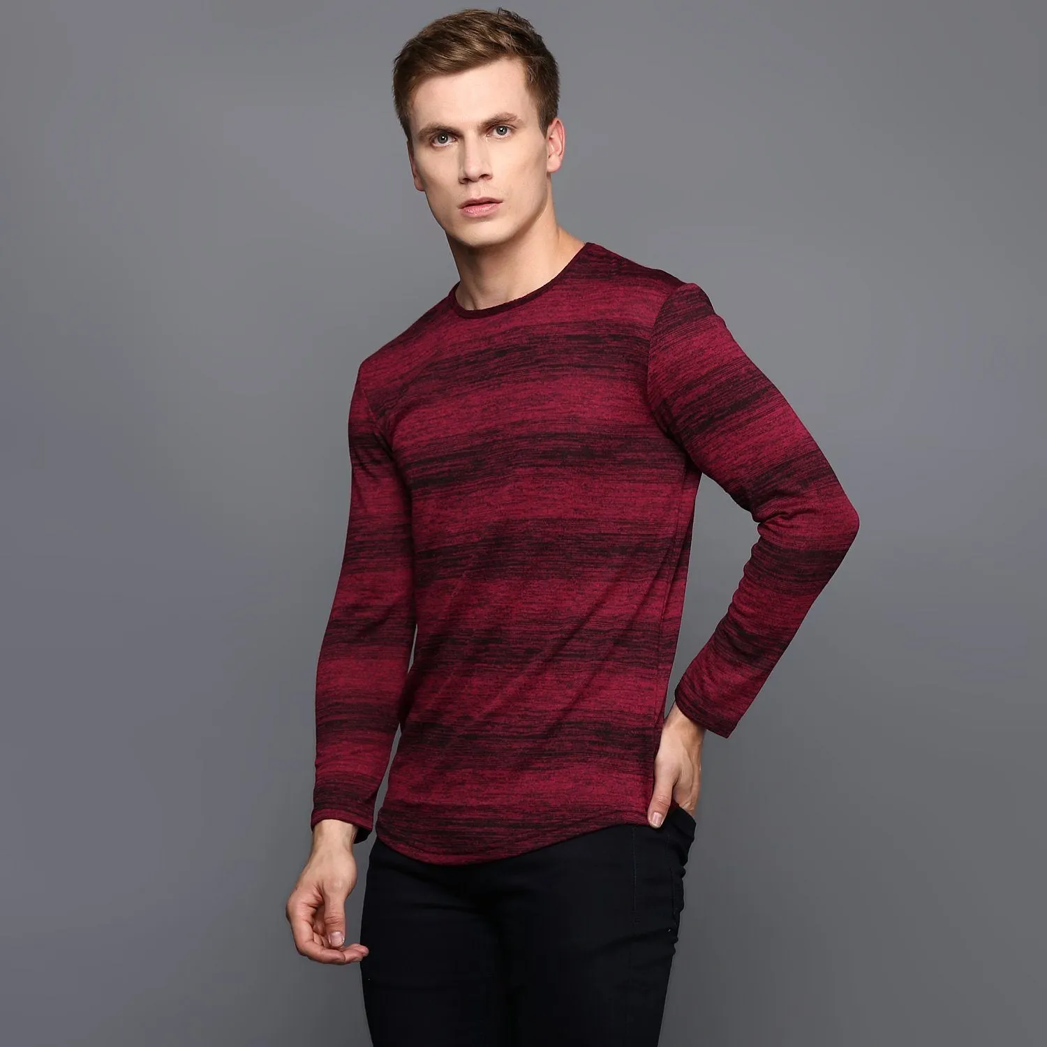 Red & Black Striped  Long Sleeved T-Shirt