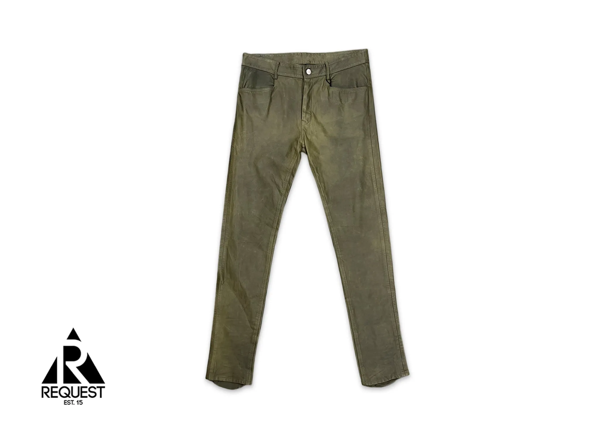 Rick Owens Strobe Leather Tyrone Pants Green