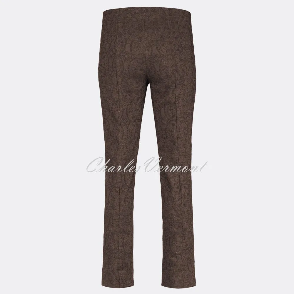 Robell Marie Full Length Trouser 51412-54145-38 (Taupe Paisley Jacquard)