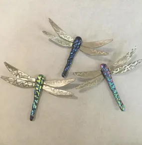 Running Rock Art - dichroic glass dragonfly - small 6