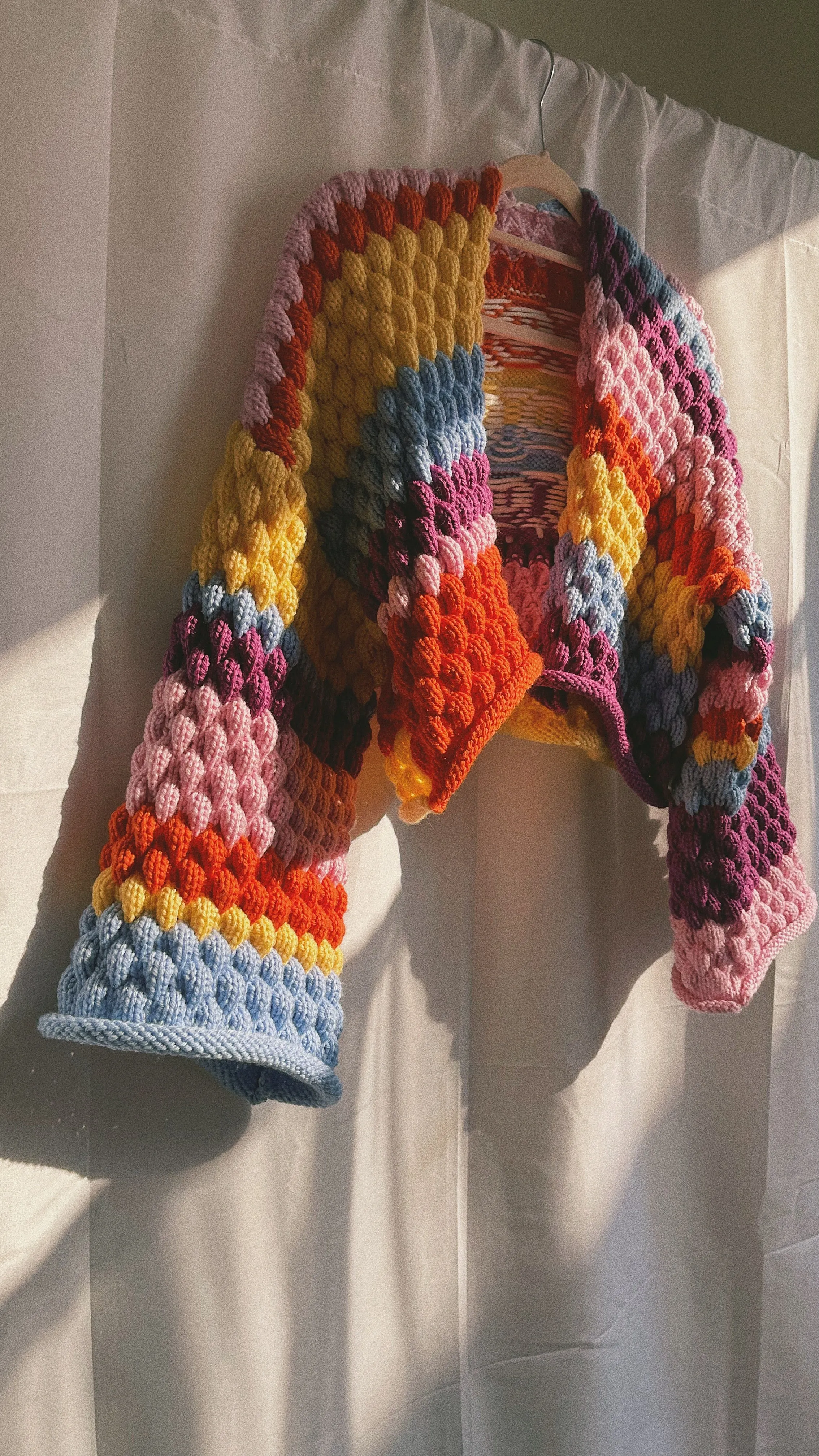 (Sample) Josephine Bee Bubble Rainbow Knit Jacket - READY TO SHIP